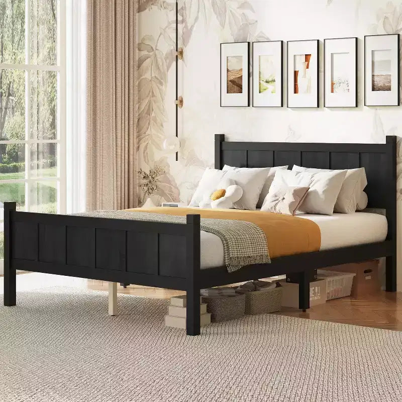 Full Size Flat Panel Bed With Headboard & Footboard, Easy Assembly
