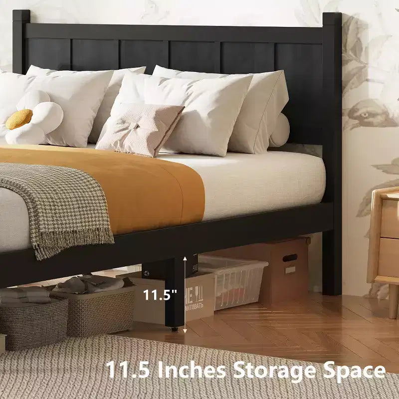 Full Size Flat Panel Bed With Headboard & Footboard, Easy Assembly