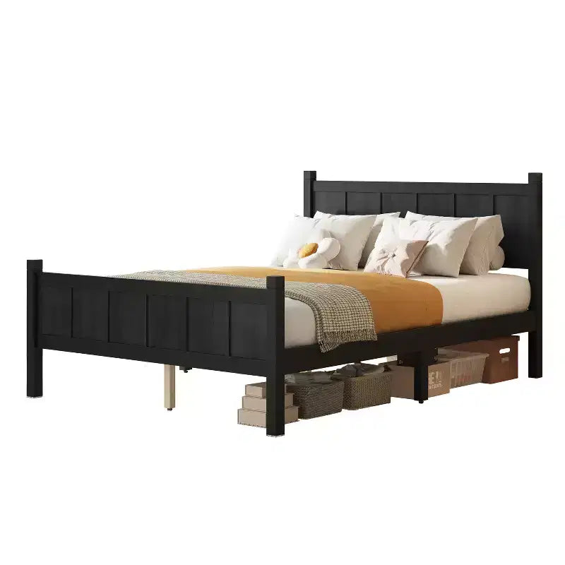 Full Size Flat Panel Bed With Headboard & Footboard, Easy Assembly