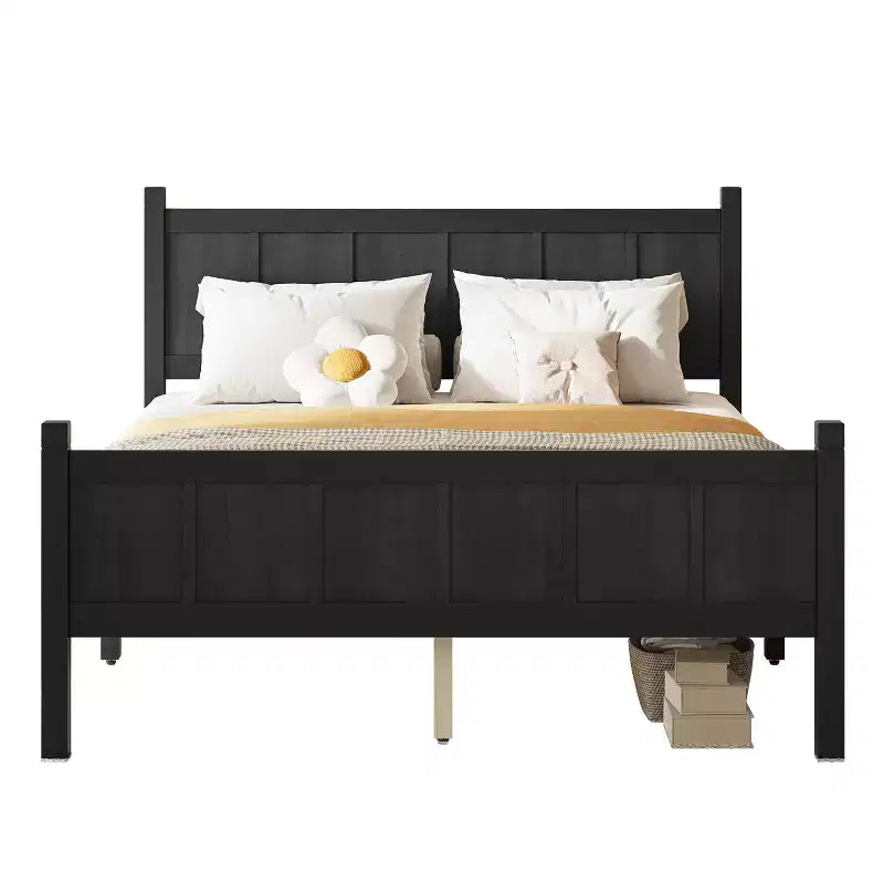 Full Size Flat Panel Bed With Headboard & Footboard, Easy Assembly