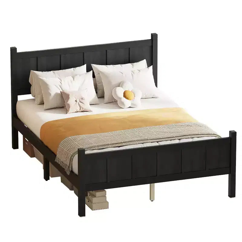 Full Size Flat Panel Bed With Headboard & Footboard, Easy Assembly