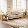 Square End Table, 2-Tier Farmhouse Side Table with Arched Open Shelf for Small Spaces, Living Room