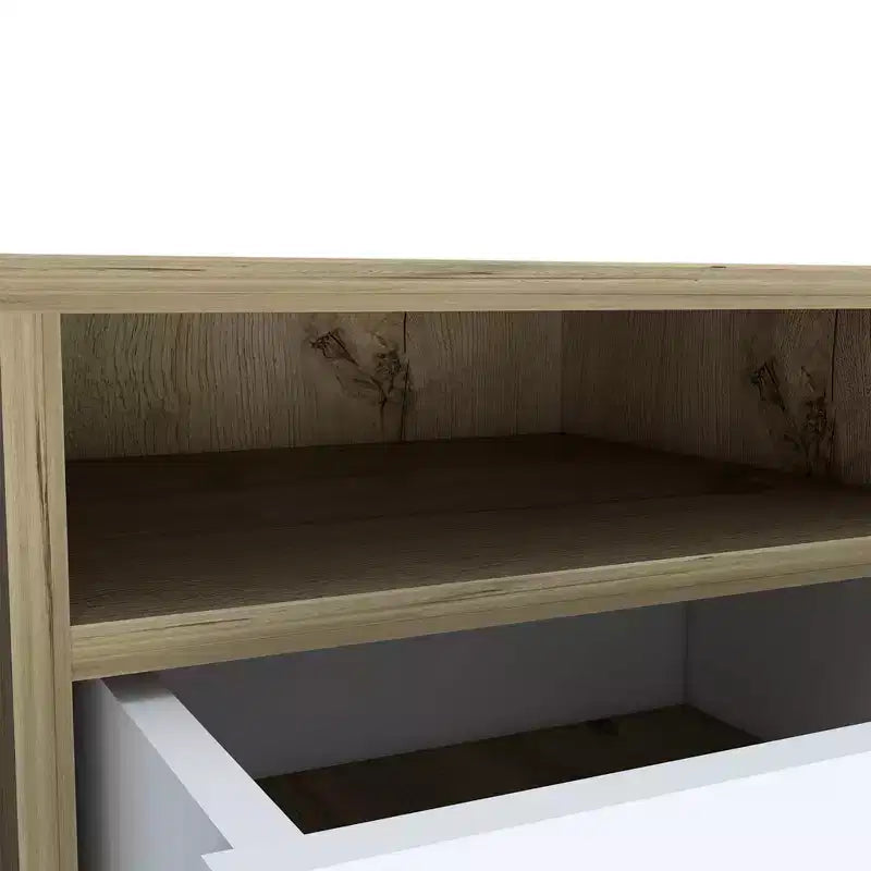 20" White Wood Two Drawer Nightstand