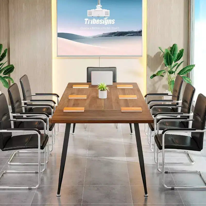 70.86" Rectangular Conference Table, Rustic Brown