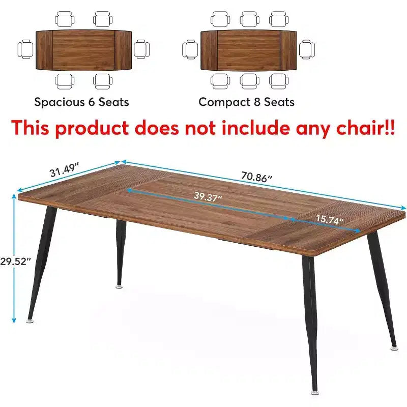 70.86" Rectangular Conference Table, Rustic Brown