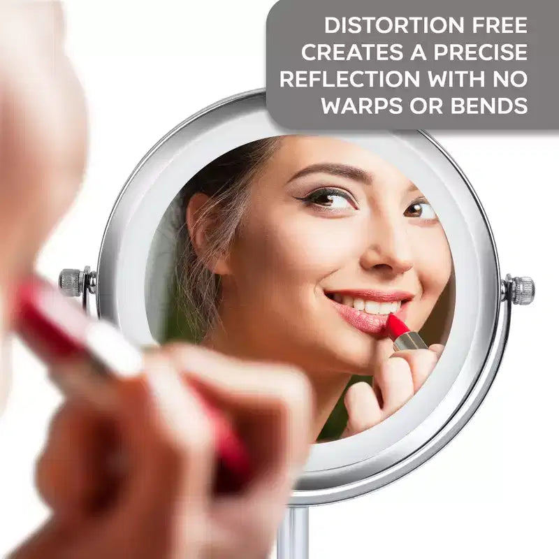 Vanity Mirror with LED Lights, 1x & 3x Magnification, Double-Sided LED Lighting, Chrome Finish, Battery Operated, 5.75-Inch Diameter