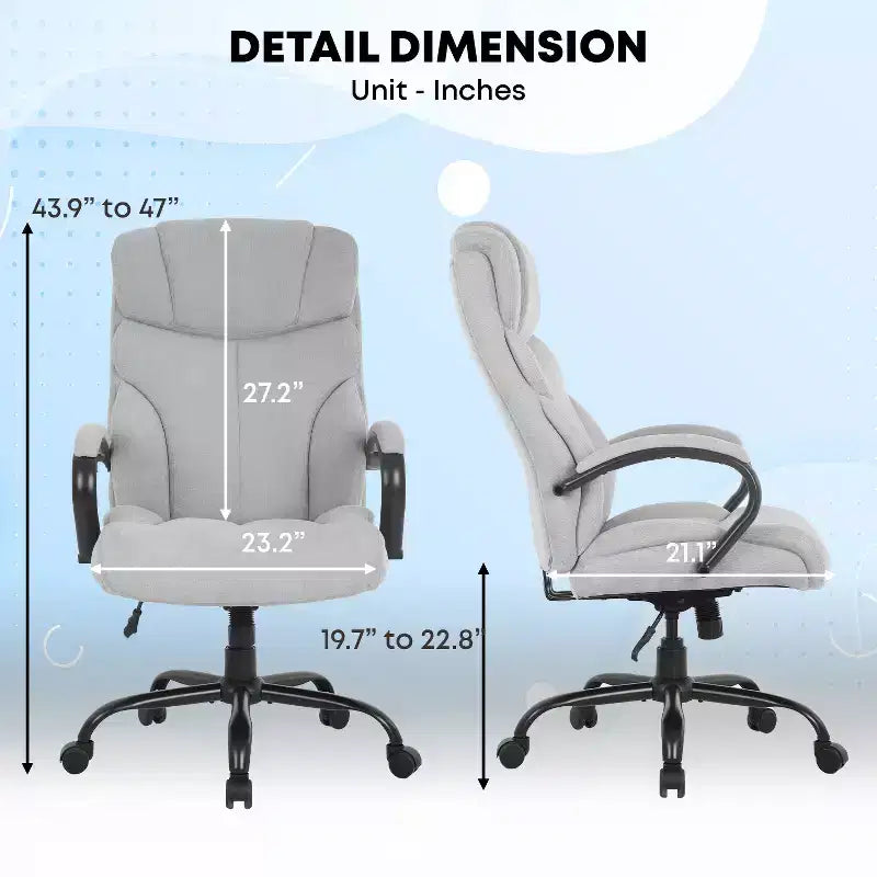 Office Chair for Big and Tall Individuals, Desk Task Chair, High Back Lumbar Support, Adjustable Armrests for Home and Office Use