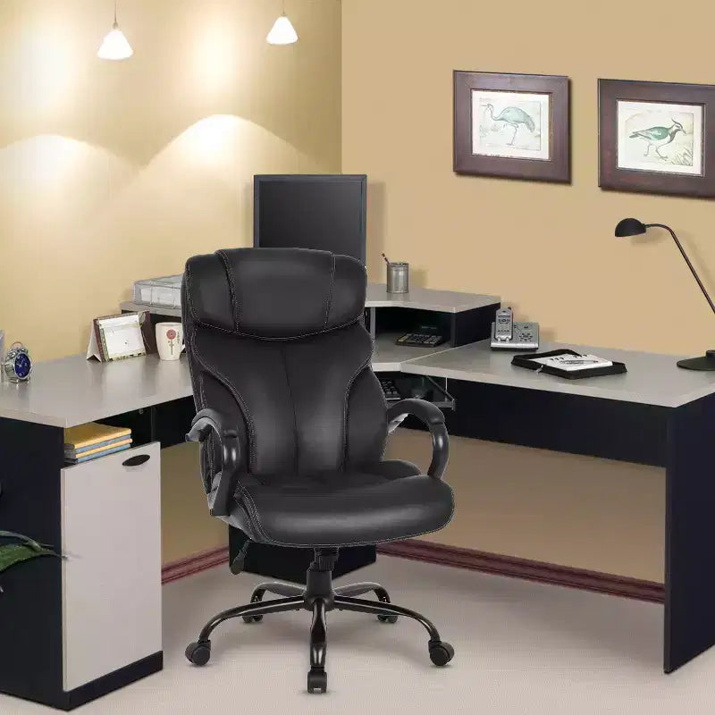 Office Chair for Big and Tall Individuals, Desk Task Chair, High Back Lumbar Support, Adjustable Armrests for Home and Office Use