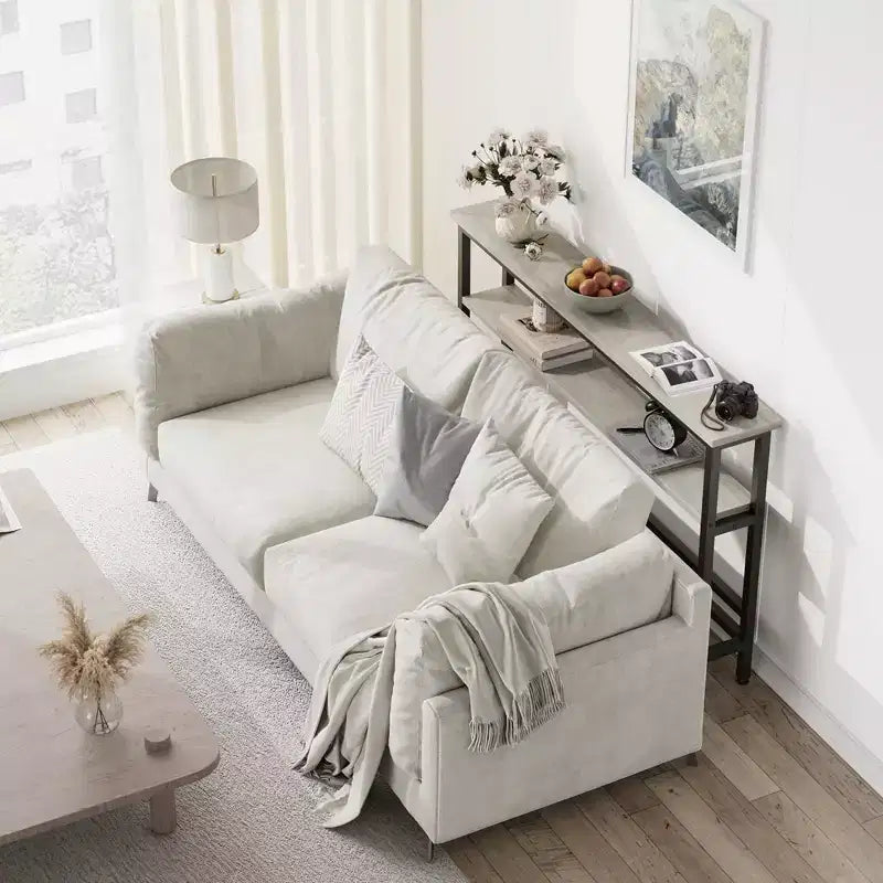 5.9 Narrow Sofa Table, 2 Tier Skinny Console Table with Adjustable Shelf, Slim Behind Couch Table for Living Room, Entryway, Hallway, Foyer