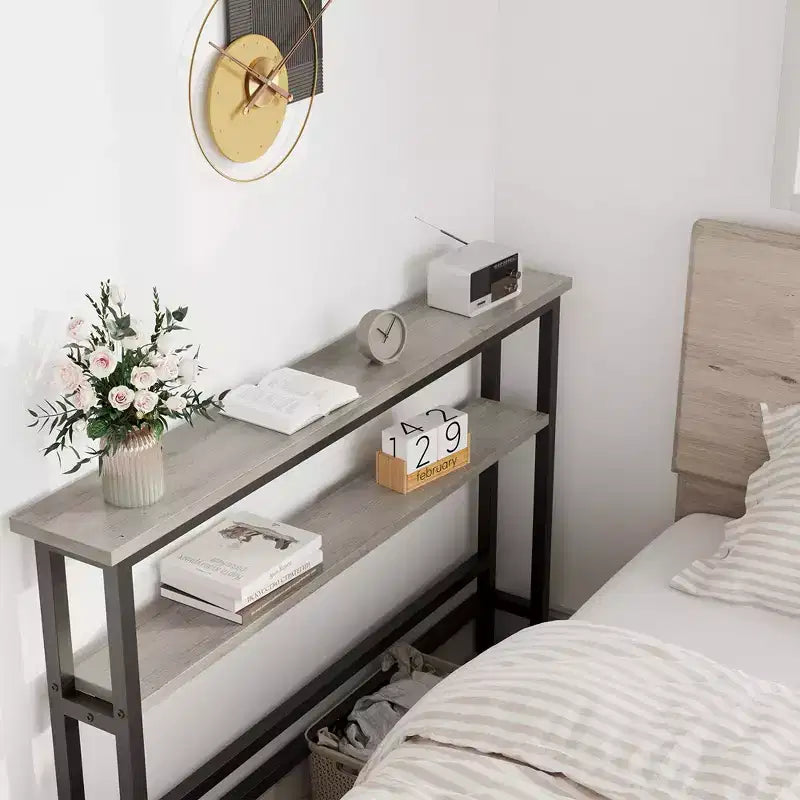 5.9 Narrow Sofa Table, 2 Tier Skinny Console Table with Adjustable Shelf, Slim Behind Couch Table for Living Room, Entryway, Hallway, Foyer