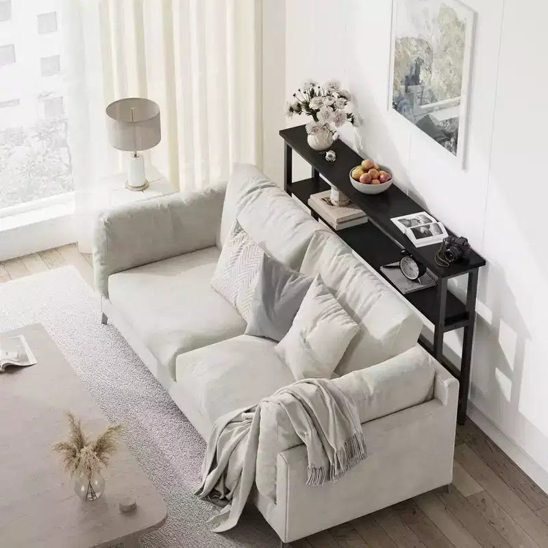 5.9 Narrow Sofa Table, 2 Tier Skinny Console Table with Adjustable Shelf, Slim Behind Couch Table for Living Room, Entryway, Hallway, Foyer
