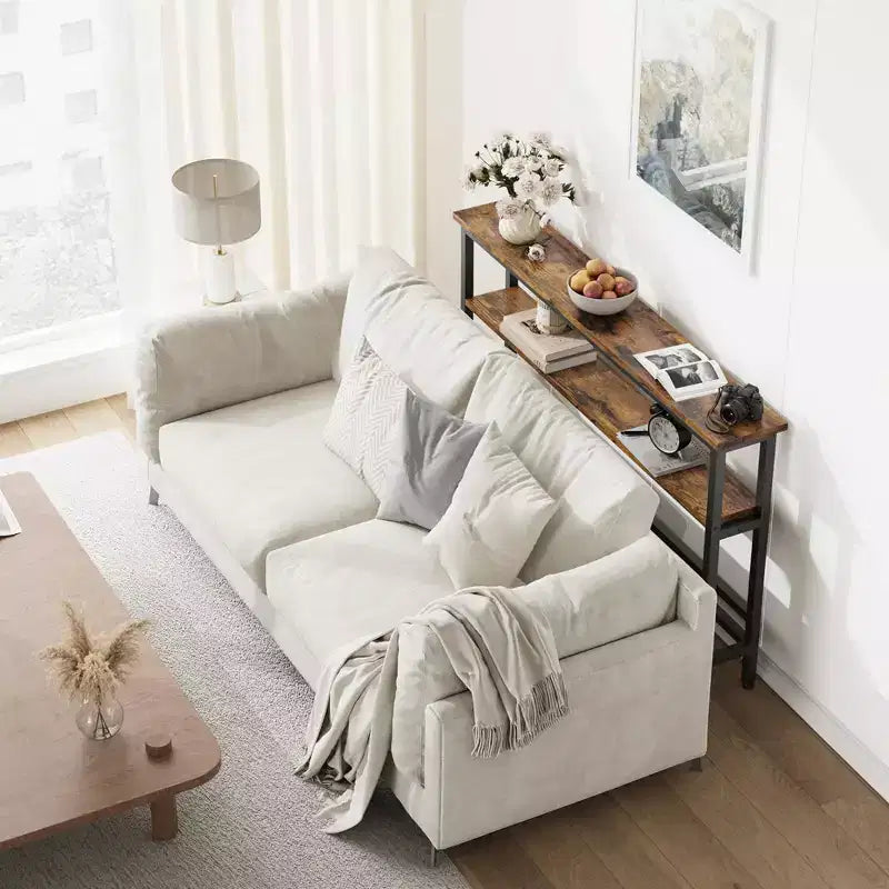5.9 Narrow Sofa Table, 2 Tier Skinny Console Table with Adjustable Shelf, Slim Behind Couch Table for Living Room, Entryway, Hallway, Foyer