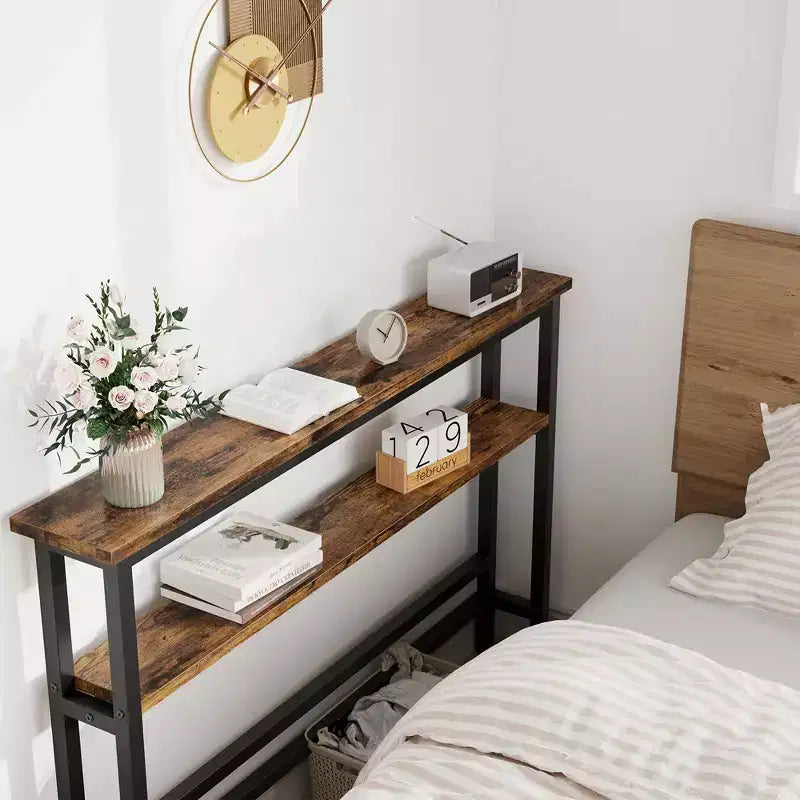 5.9 Narrow Sofa Table, 2 Tier Skinny Console Table with Adjustable Shelf, Slim Behind Couch Table for Living Room, Entryway, Hallway, Foyer