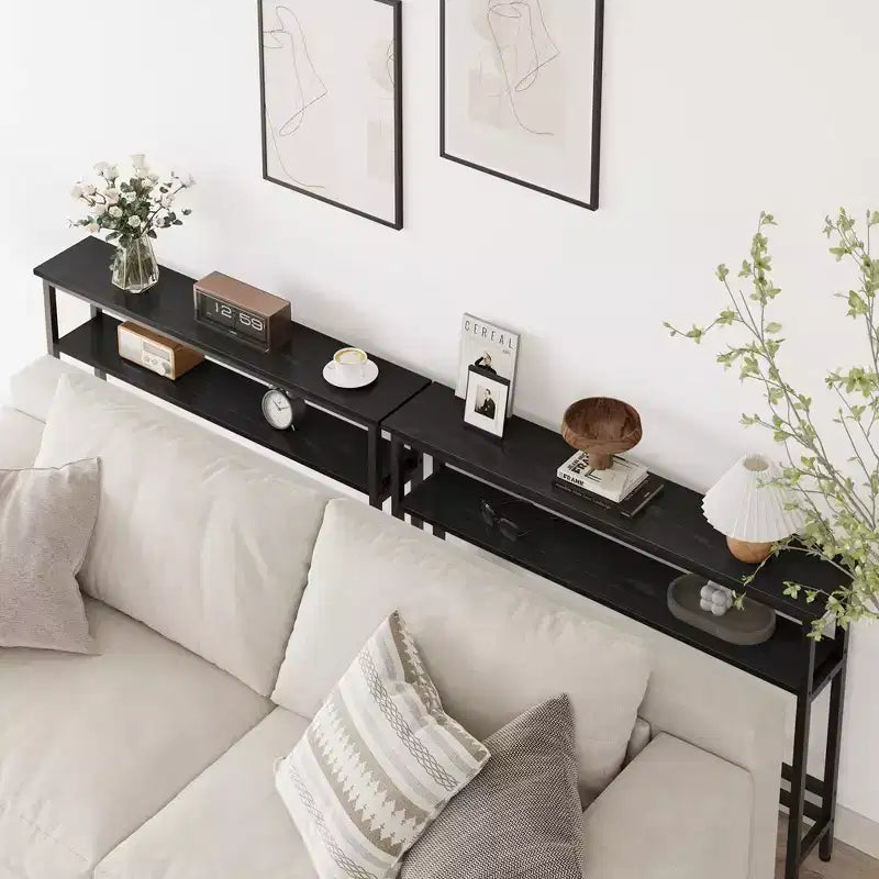 5.9 Narrow Sofa Table, 2 Tier Skinny Console Table with Adjustable Shelf, Slim Behind Couch Table for Living Room, Entryway, Hallway, Foyer