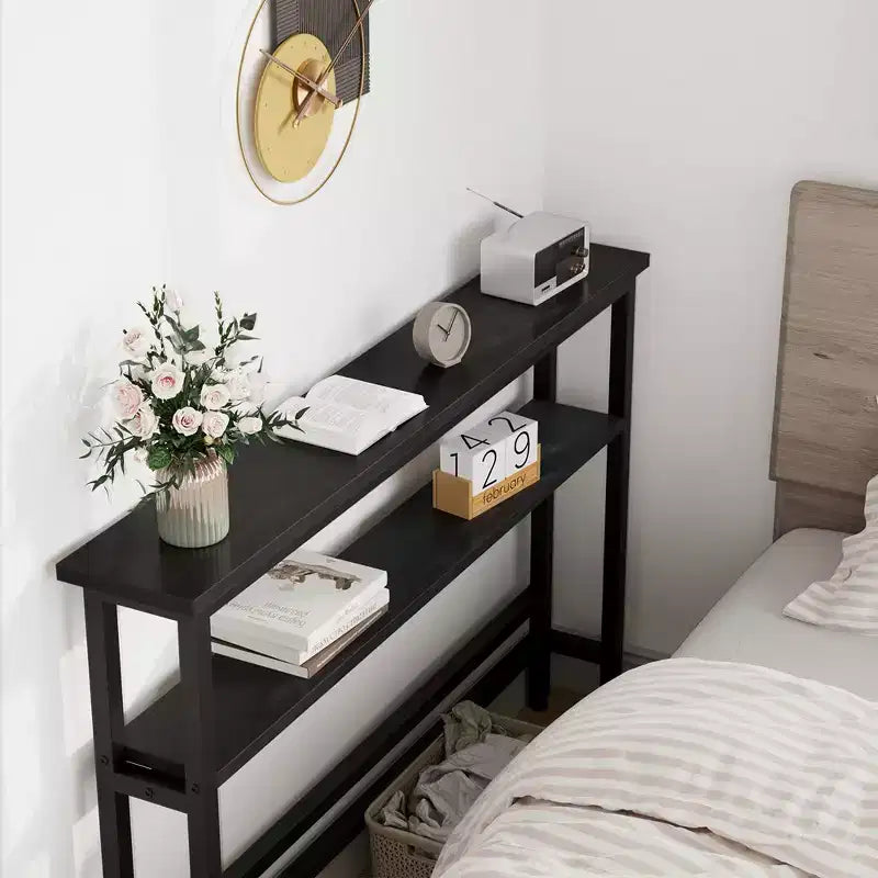 5.9 Narrow Sofa Table, 2 Tier Skinny Console Table with Adjustable Shelf, Slim Behind Couch Table for Living Room, Entryway, Hallway, Foyer