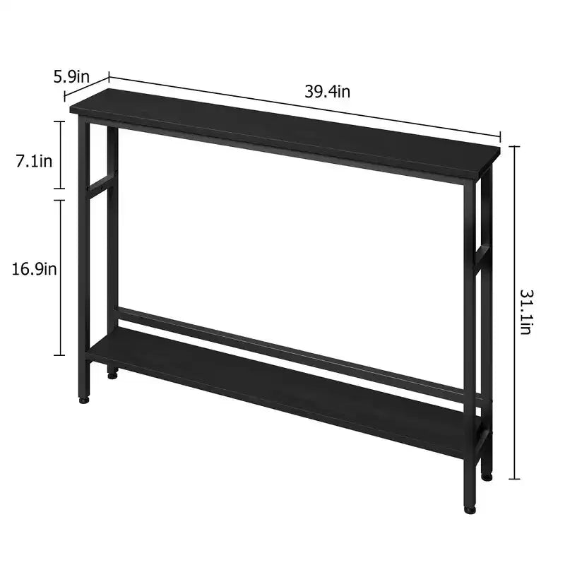 5.9 Narrow Sofa Table, 2 Tier Skinny Console Table with Adjustable Shelf, Slim Behind Couch Table for Living Room, Entryway, Hallway, Foyer