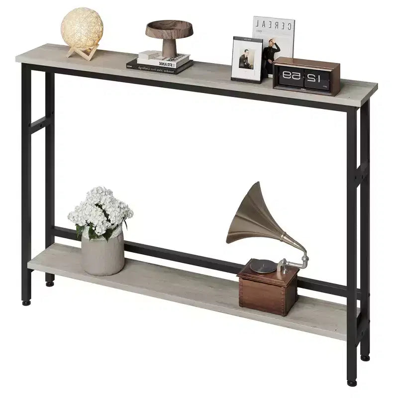5.9 Narrow Sofa Table, 2 Tier Skinny Console Table with Adjustable Shelf, Slim Behind Couch Table for Living Room, Entryway, Hallway, Foyer