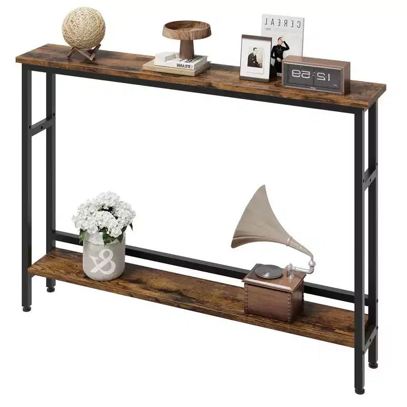 5.9 Narrow Sofa Table, 2 Tier Skinny Console Table with Adjustable Shelf, Slim Behind Couch Table for Living Room, Entryway, Hallway, Foyer