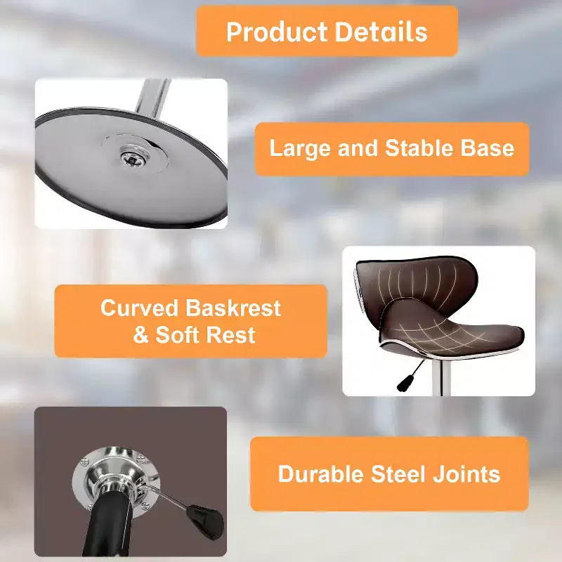 Set of 2 Counter Height Adjustable Bar Stools with 360-Degree Swivel & PU Leather, Kitchen Counter Stools Dining Chairs