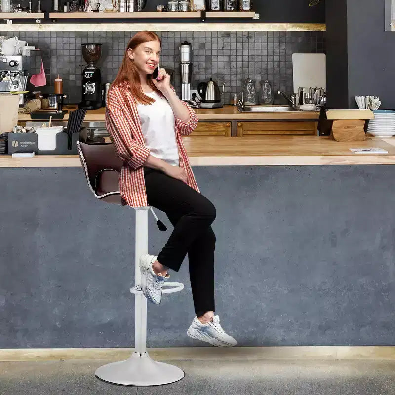 Set of 2 Counter Height Adjustable Bar Stools with 360-Degree Swivel & PU Leather, Kitchen Counter Stools Dining Chairs