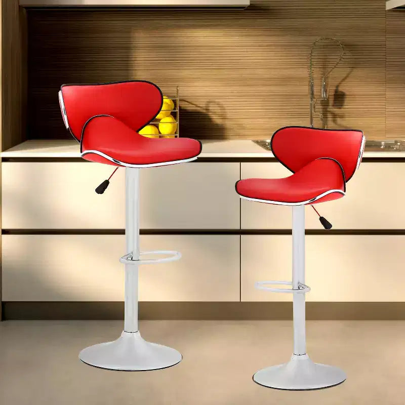 Set of 2 Counter Height Adjustable Bar Stools with 360-Degree Swivel & PU Leather, Kitchen Counter Stools Dining Chairs