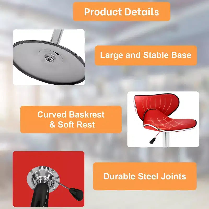 Set of 2 Counter Height Adjustable Bar Stools with 360-Degree Swivel & PU Leather, Kitchen Counter Stools Dining Chairs