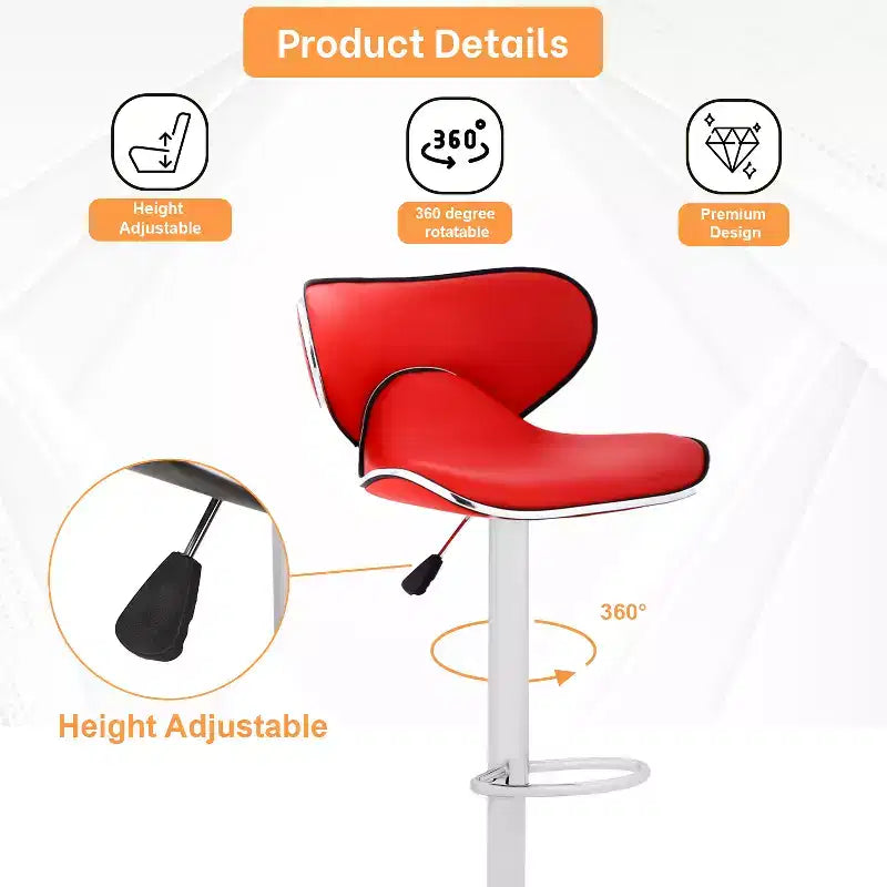 Set of 2 Counter Height Adjustable Bar Stools with 360-Degree Swivel & PU Leather, Kitchen Counter Stools Dining Chairs