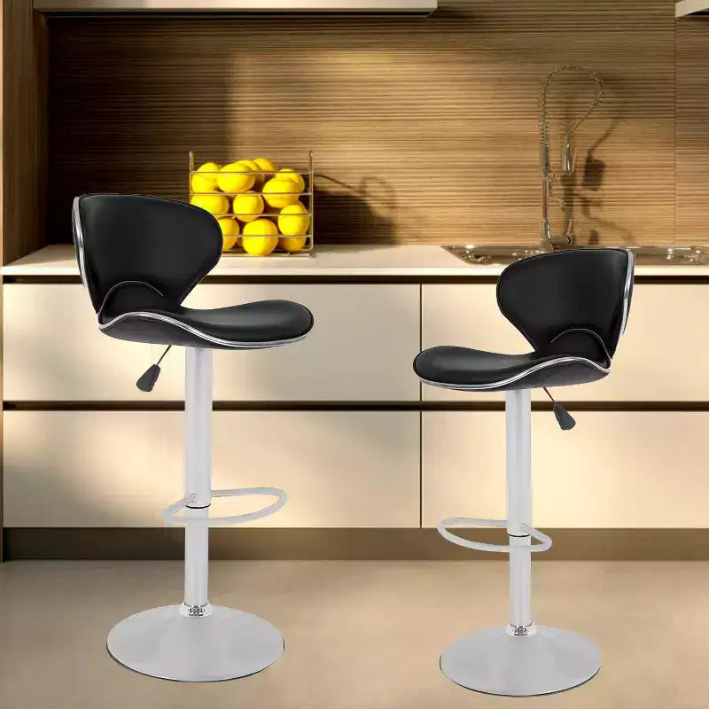 Set of 2 Counter Height Adjustable Bar Stools with 360-Degree Swivel & PU Leather, Kitchen Counter Stools Dining Chairs