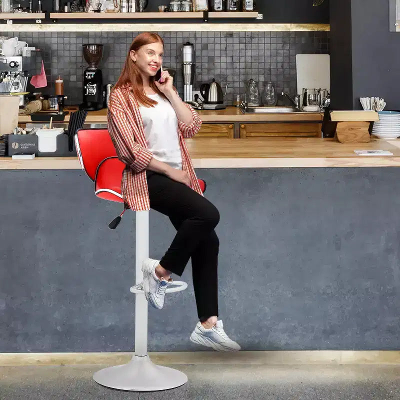 Set of 2 Counter Height Adjustable Bar Stools with 360-Degree Swivel & PU Leather, Kitchen Counter Stools Dining Chairs