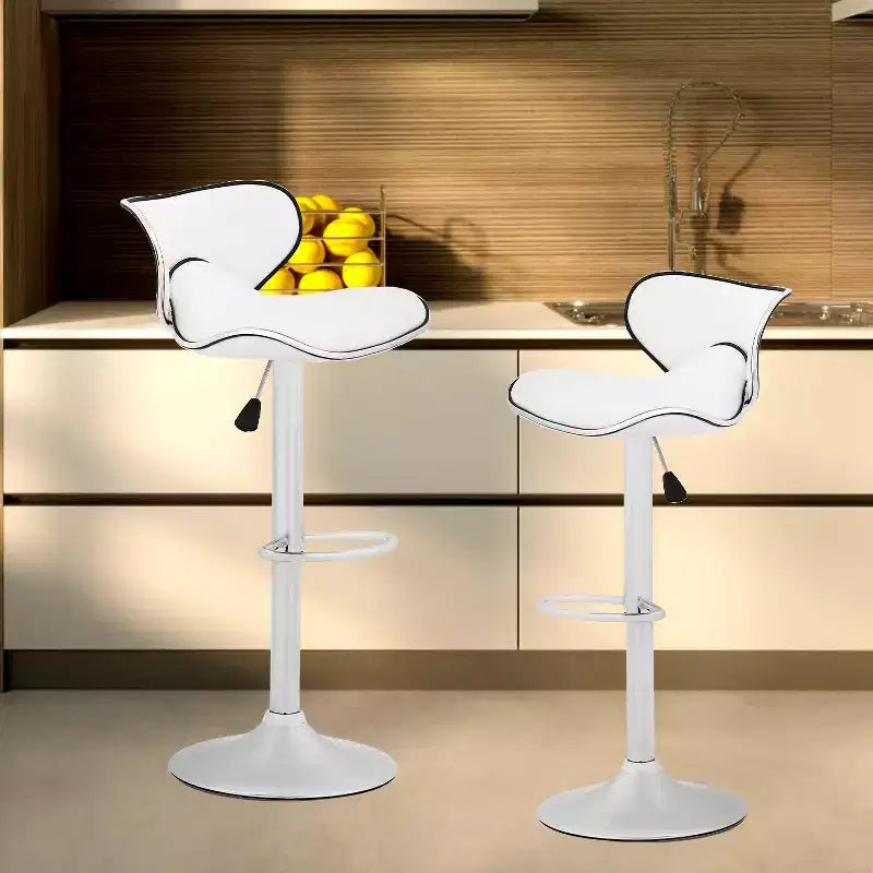Set of 2 Counter Height Adjustable Bar Stools with 360-Degree Swivel & PU Leather, Kitchen Counter Stools Dining Chairs