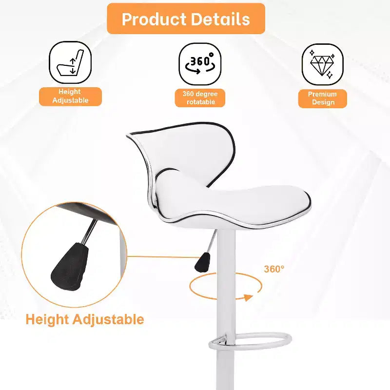 Set of 2 Counter Height Adjustable Bar Stools with 360-Degree Swivel & PU Leather, Kitchen Counter Stools Dining Chairs