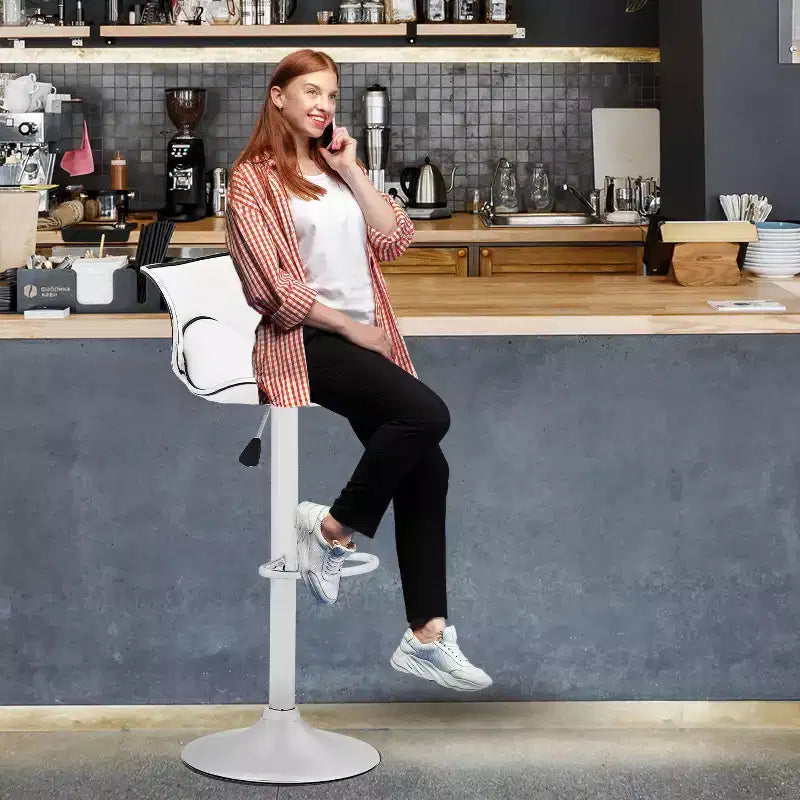 Set of 2 Counter Height Adjustable Bar Stools with 360-Degree Swivel & PU Leather, Kitchen Counter Stools Dining Chairs