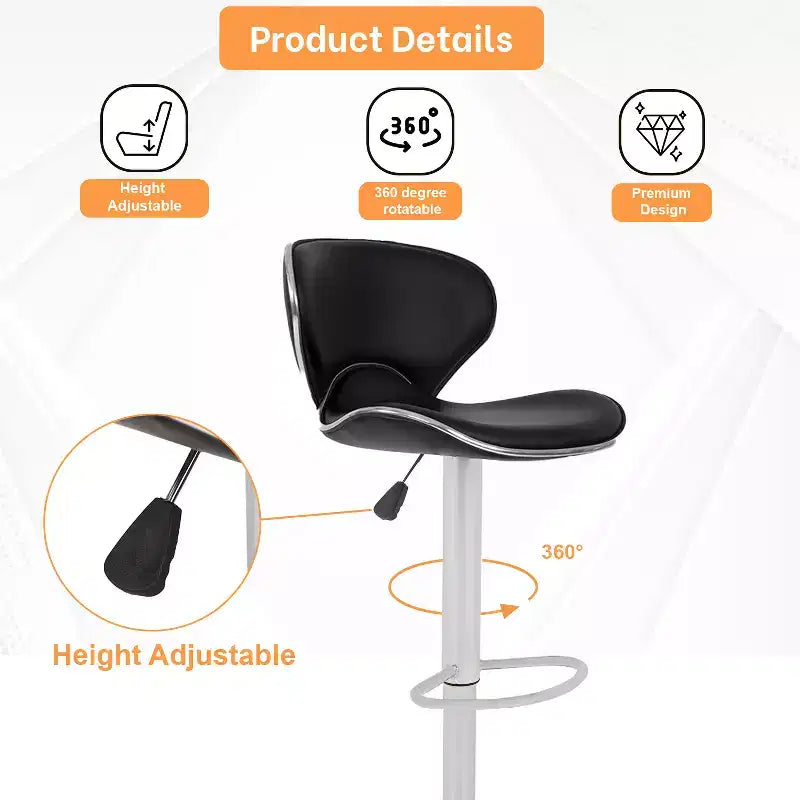 Set of 2 Counter Height Adjustable Bar Stools with 360-Degree Swivel & PU Leather, Kitchen Counter Stools Dining Chairs