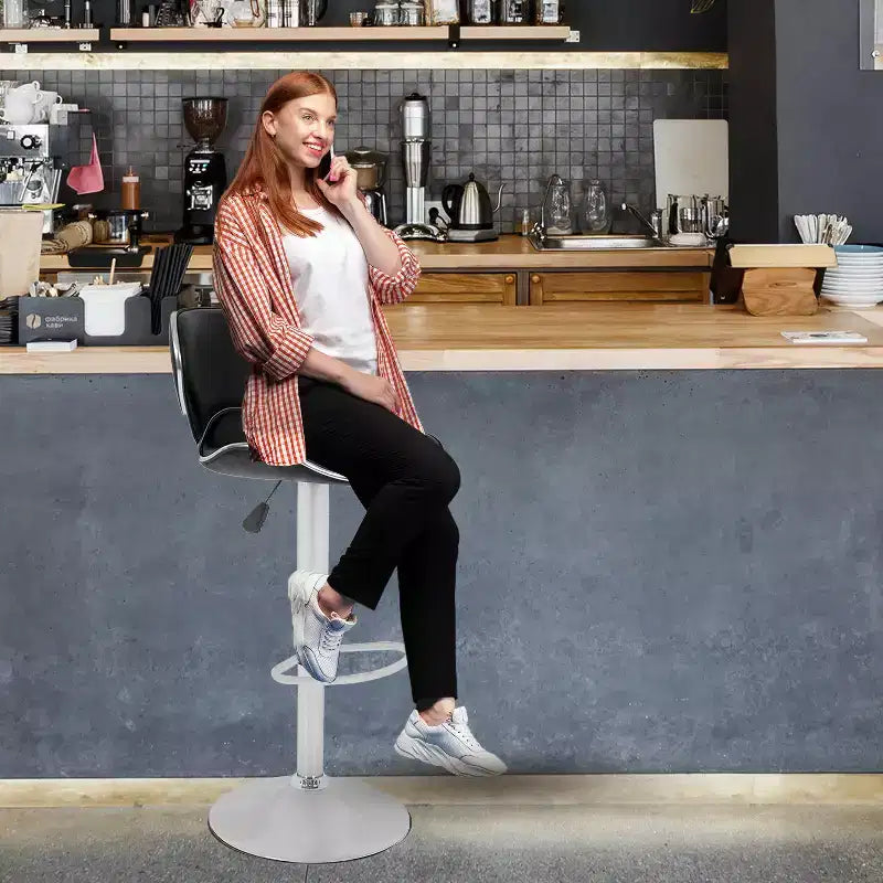 Set of 2 Counter Height Adjustable Bar Stools with 360-Degree Swivel & PU Leather, Kitchen Counter Stools Dining Chairs