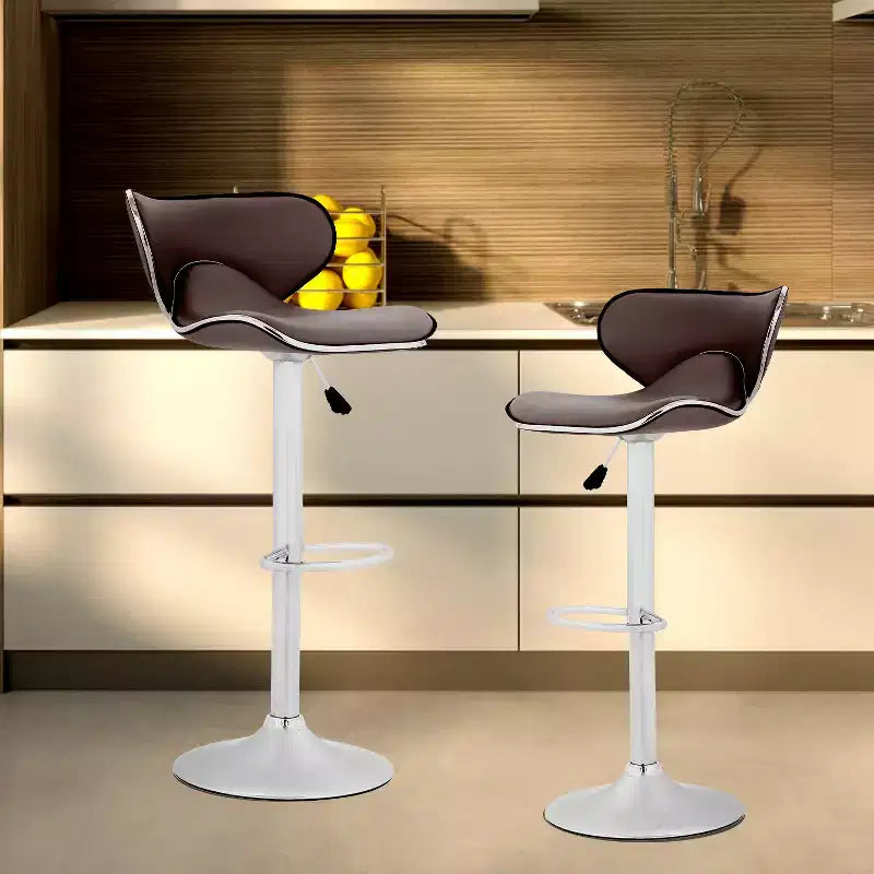 Set of 2 Counter Height Adjustable Bar Stools with 360-Degree Swivel & PU Leather, Kitchen Counter Stools Dining Chairs