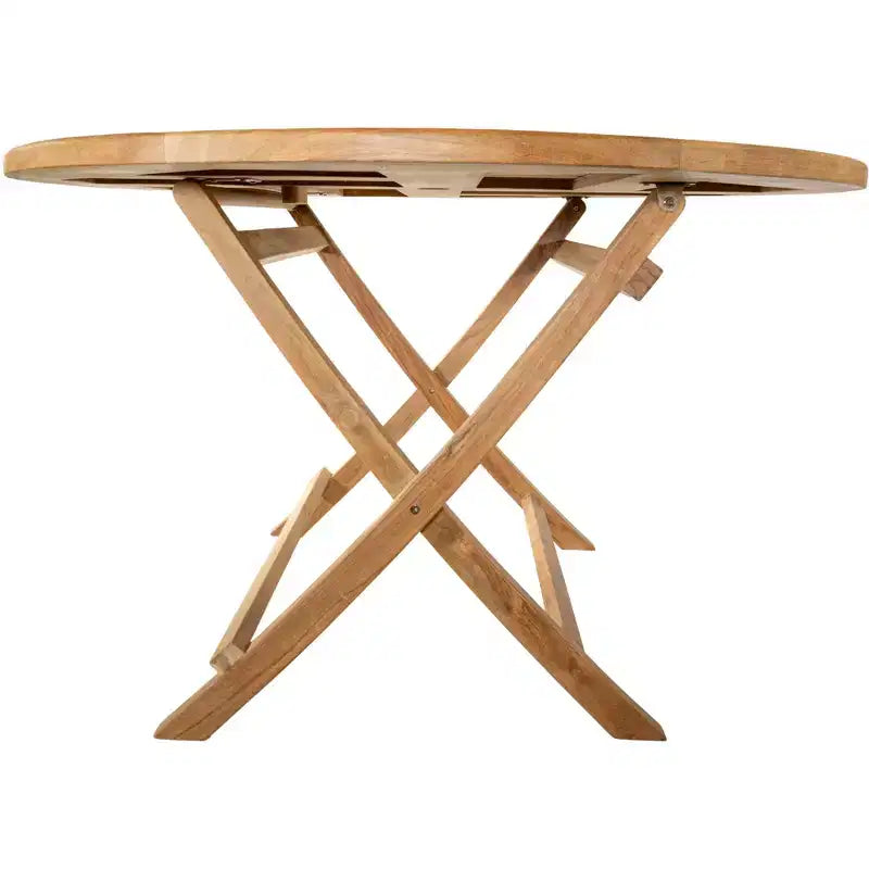 47" Natural Teak Outdoor Foldable Round Dining Table - Beige
