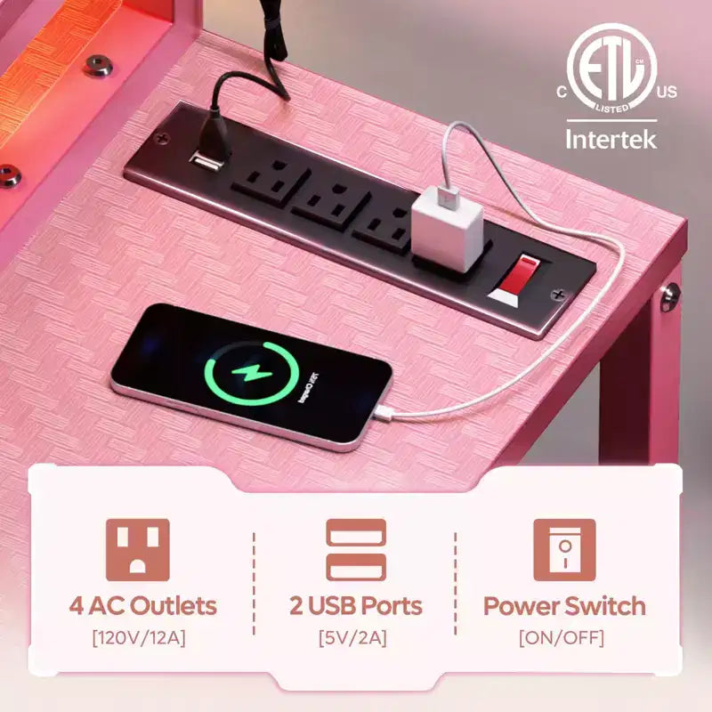 71.5 Inch L-Shaped Computer Desk with Power Outlets