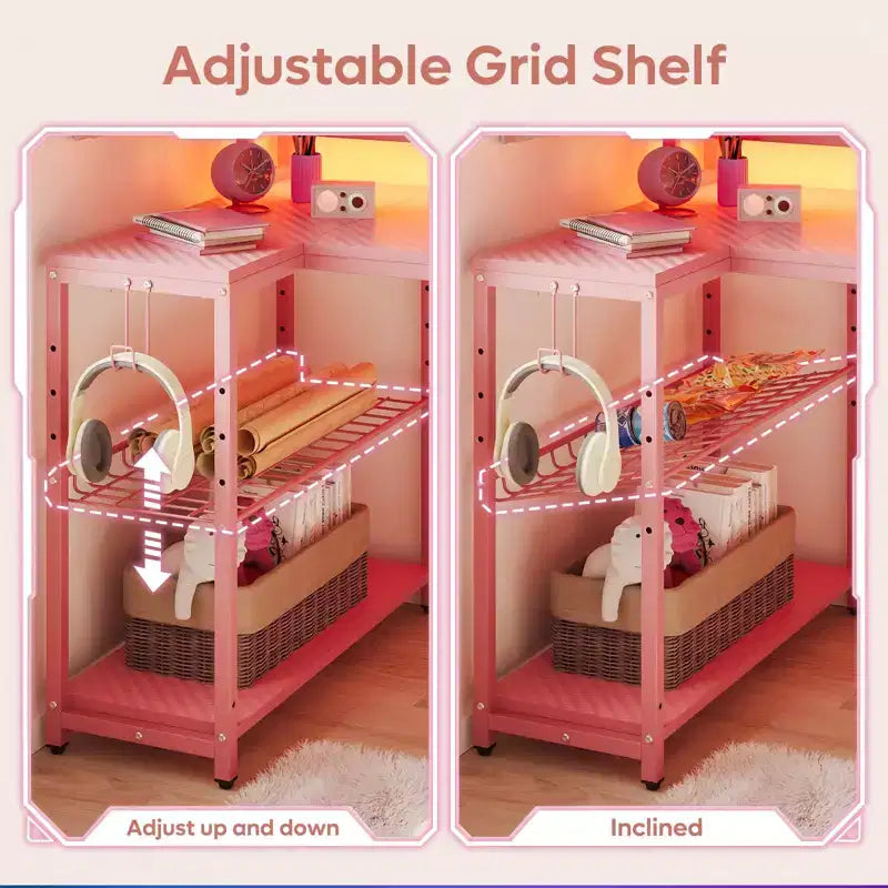 71.5 Inch L-Shaped Computer Desk with Power Outlets