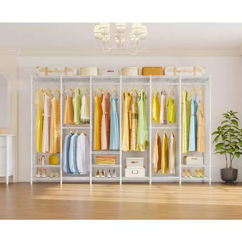 Extra Large Portable Closet Rack for Hanging Clothes, Freestanding Wardrobe Closet, Metal Bedroom Storage Organizer