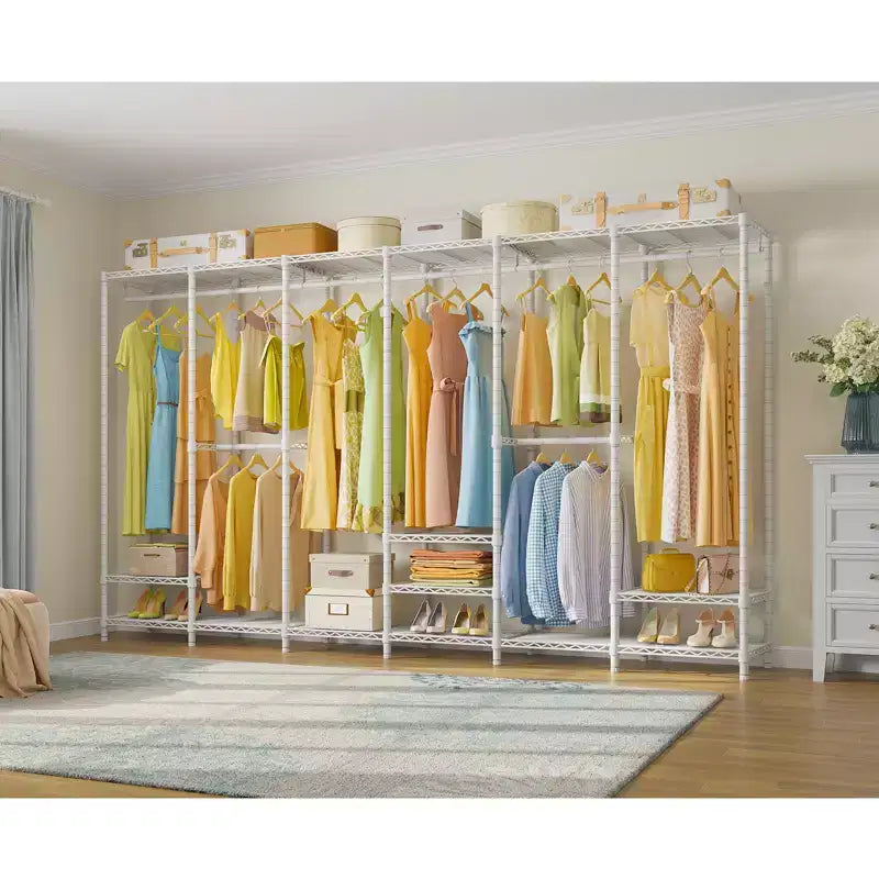 Extra Large Portable Closet Rack for Hanging Clothes, Freestanding Wardrobe Closet, Metal Bedroom Storage Organizer