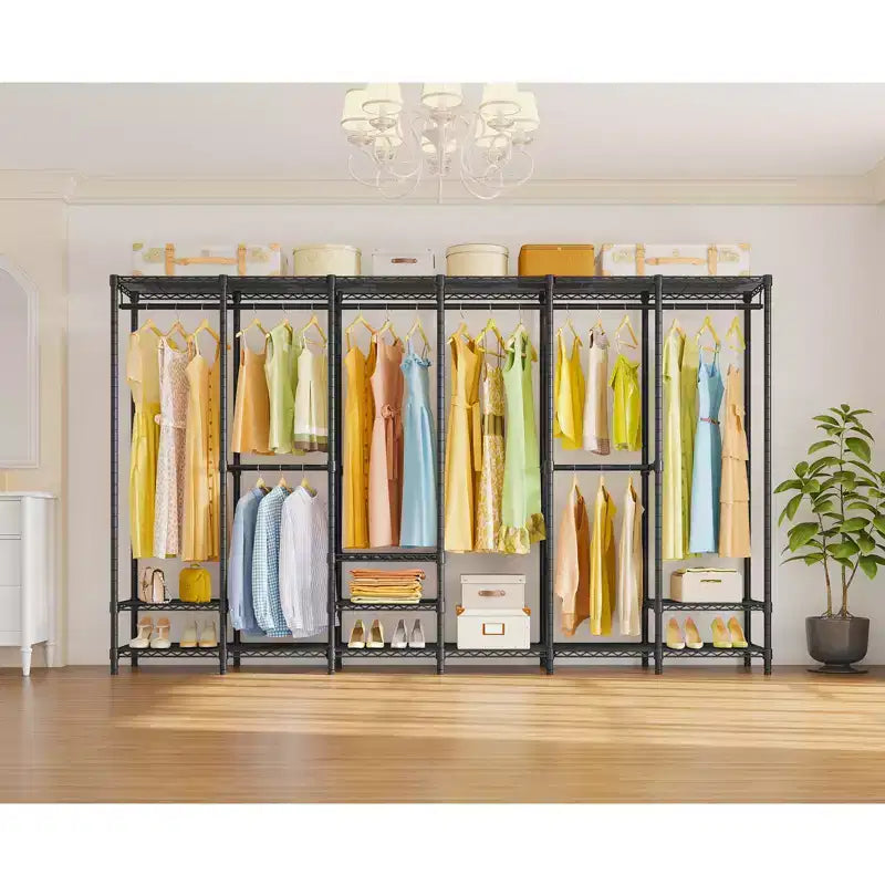 Extra Large Portable Closet Rack for Hanging Clothes, Freestanding Wardrobe Closet, Metal Bedroom Storage Organizer