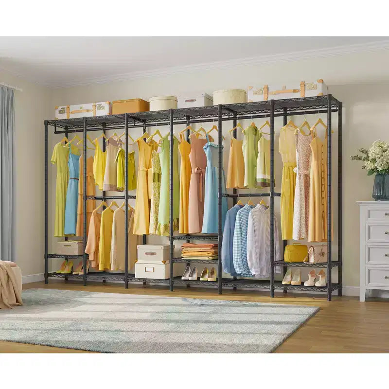 Extra Large Portable Closet Rack for Hanging Clothes, Freestanding Wardrobe Closet, Metal Bedroom Storage Organizer