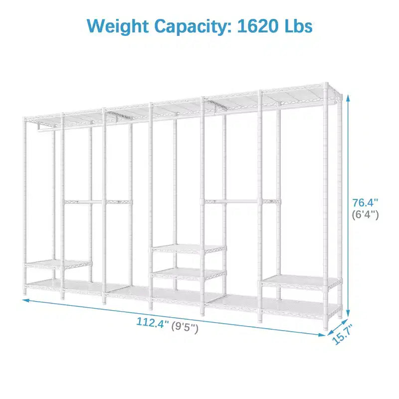 Extra Large Portable Closet Rack for Hanging Clothes, Freestanding Wardrobe Closet, Metal Bedroom Storage Organizer
