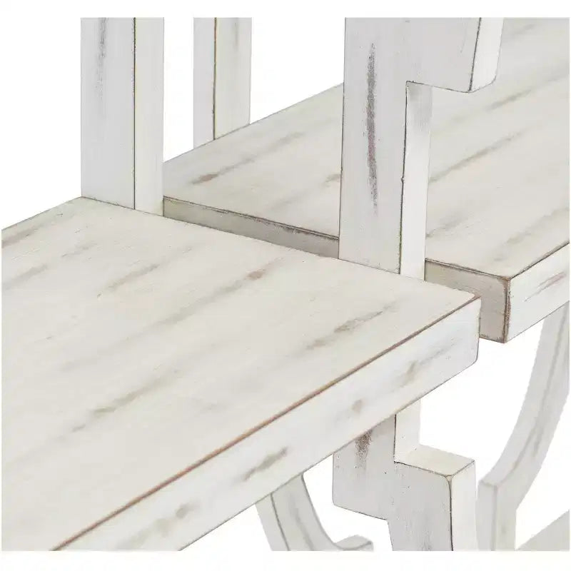 Farmhouse Antique White Rectangular Console Table 64 x 15 with Bookshelf for Living Room Bedroom Bedside