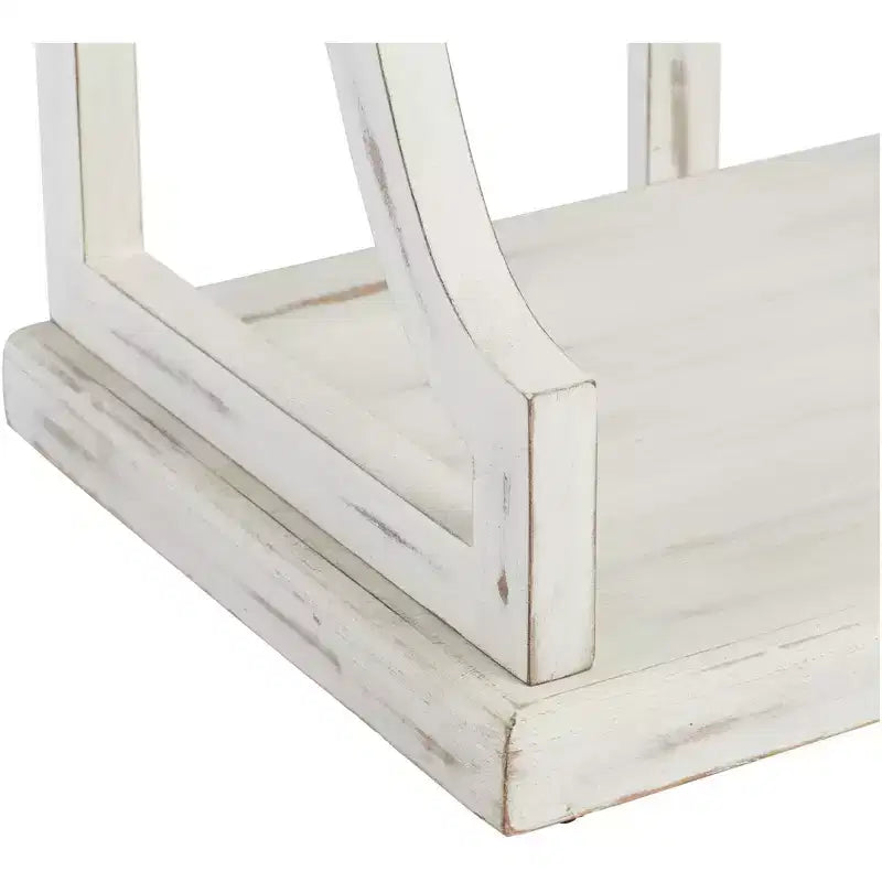 Farmhouse Antique White Rectangular Console Table 64 x 15 with Bookshelf for Living Room Bedroom Bedside