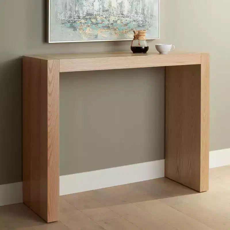 Modern Minimalist High Gloss Gray Oak Wood Rectangular Bar Table 50 x 18 for Living Room Kitchen