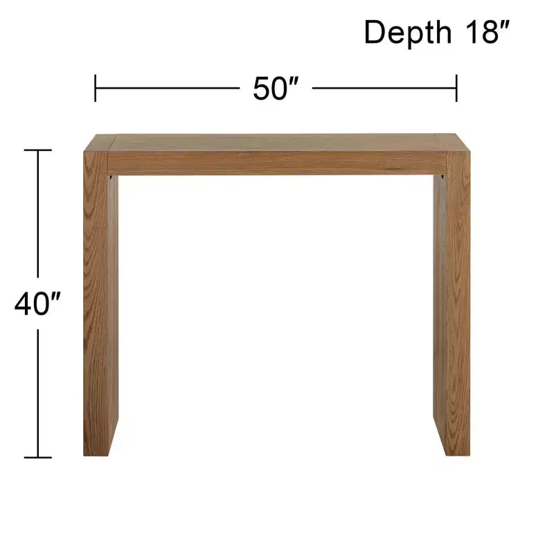 Modern Minimalist High Gloss Gray Oak Wood Rectangular Bar Table 50 x 18 for Living Room Kitchen