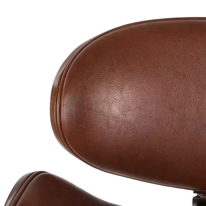 Mid Century Modern Faux Leather and Wood 30" Swivel Barstool