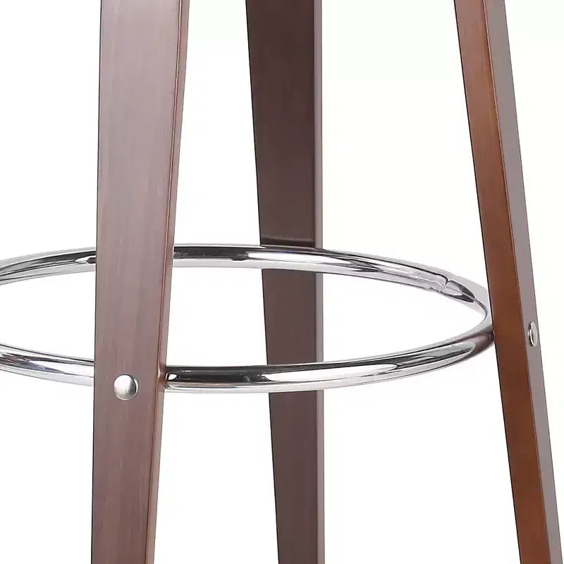 Mid Century Modern Faux Leather and Wood 30" Swivel Barstool