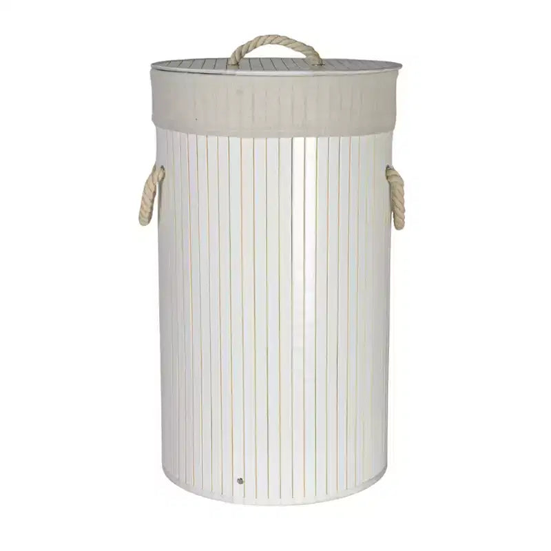 Bamboo Laundry Hamper with Rope Handles, Lid and Removable Machine Washable Laundry Bag